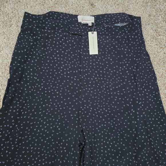 Anthropologie Skirted Wide-Leg Pants 12 Black Floral Flowy Boho Preppy Elegant - Picture 3 of 11